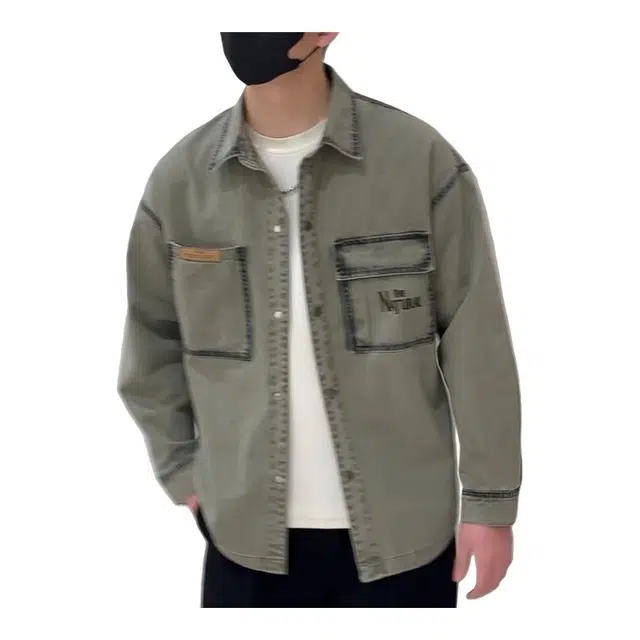 太子龍 潮牌痞帅美式高街复古水洗翻领长袖牛仔外套 男款