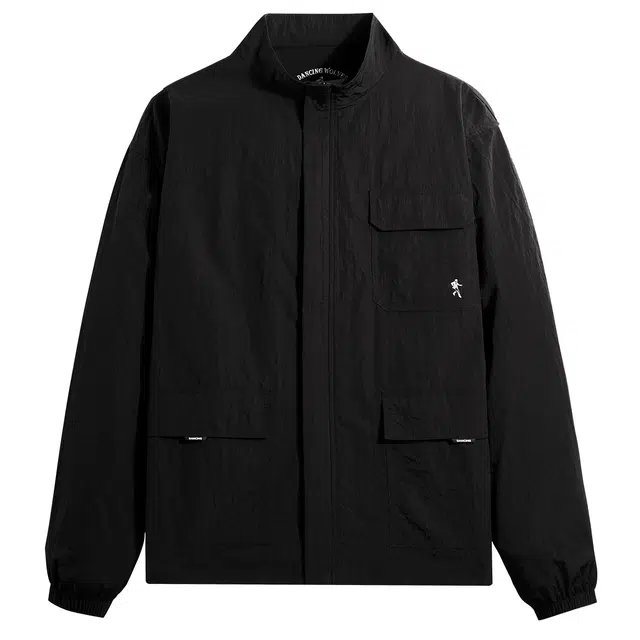 与狼共舞 纯色透气立领拉链长袖防晒服 男女同款 黑色