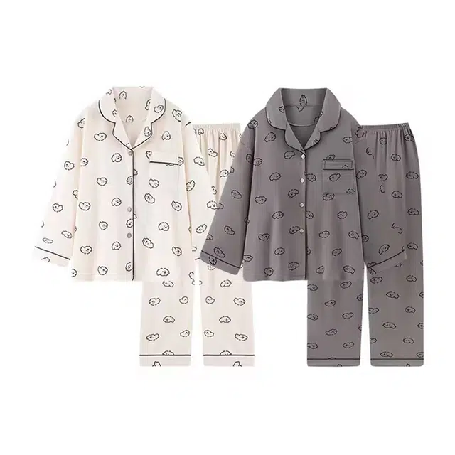 顶瓜瓜 家居情侣舒适简约卡通印花高级感服睡衣套装 男女同款