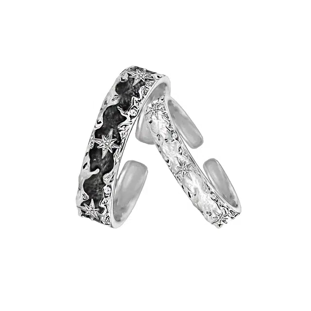 前方大荒野 星河相伴恋爱对戒甜蜜示爱浪漫迷人约会优雅大方精致时尚小众设计轻奢独特时髦百搭 钛钢 戒指 男女同款情侣款