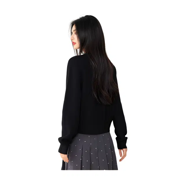 荟萃阁 通勤百搭简约时尚珍珠领套头内搭长袖针织衫 女款