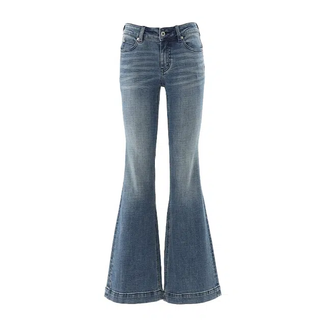 拾籍 美式高街辣妹复古休闲微喇裤女秋冬低腰显瘦修身微弹拖地喇叭牛仔裤 女款