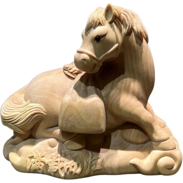 得笙陌 满载而归马手把国潮好运木雕把玩件转运 黄杨木 摆件 男女同款情侣款