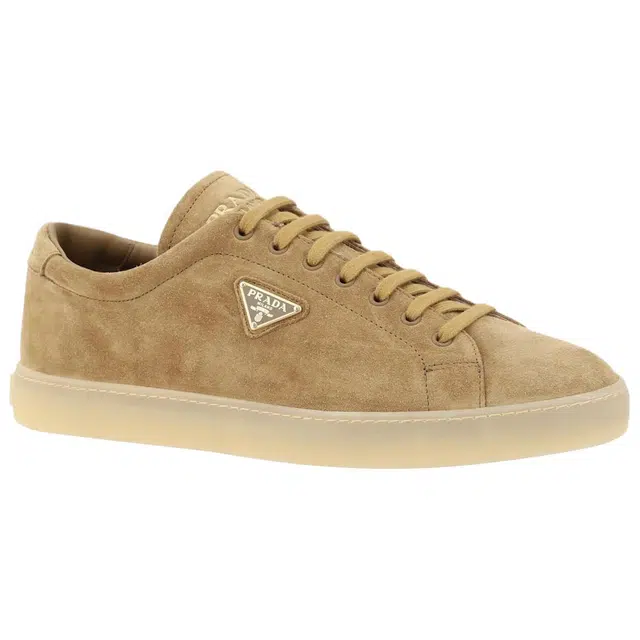 Prada Low-Top Suede Sneakers Brown