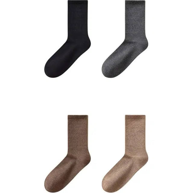 潞优野 抗起球纯棉防臭吸汗青少年运动纱线春秋款中筒袜 男款