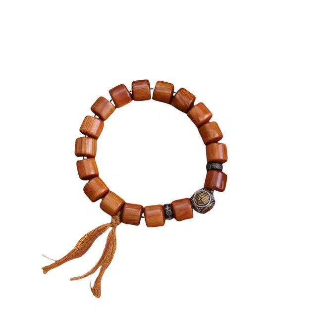 舞依翡 太行红油珠串文玩佛珠搭配福字配饰个性桶珠单圈#好运 崖柏 木作手串 男女同款情侣款