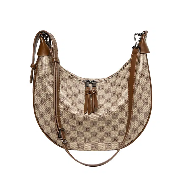 纳兰杜 复古印花高级感老花腋下包时尚简约通勤百搭 合成革 饺子包单肩斜挎包 常规 女款 卡其色