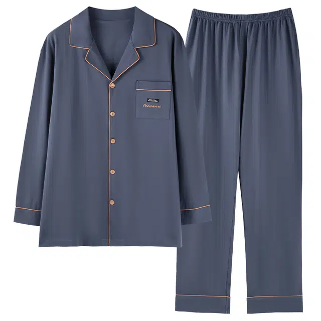 俏佳人 柔软拉架棉开衫简约基础宽松慵懒风舒适透气亲肤可外穿家居服睡衣套装 男款