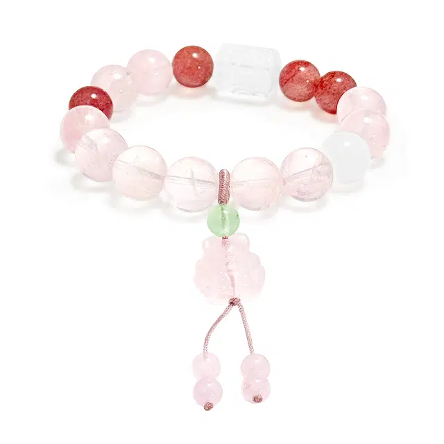 【普陀山已过香】 普陀山文创 浪漫气质国风灵狐桃粉佳人甜美可爱温婉转运爱情美满桃花满面精致小众手饰#好运 粉水晶 手串 男女同款情侣款