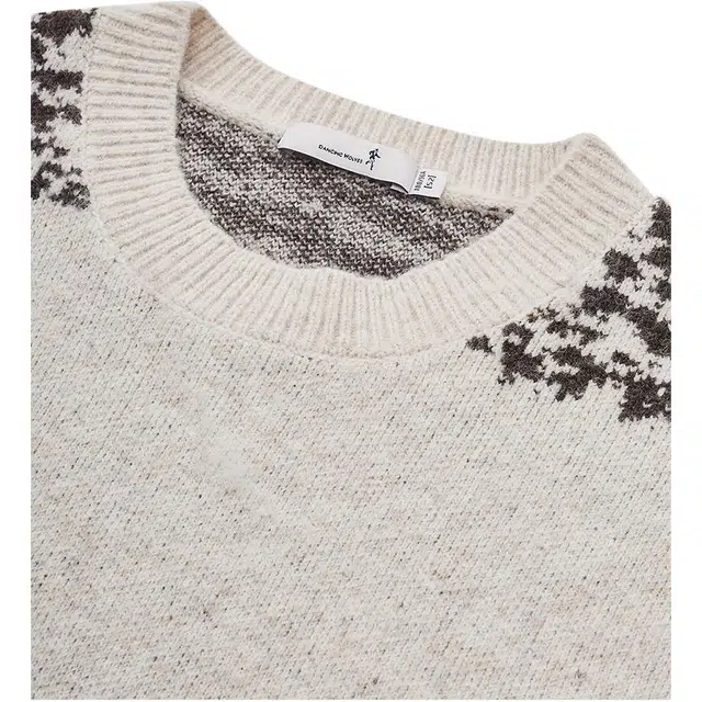 与狼共舞 羊毛时尚软糯亲肤舒弹肩袖提花圆领保暖针织加厚毛衣 男款