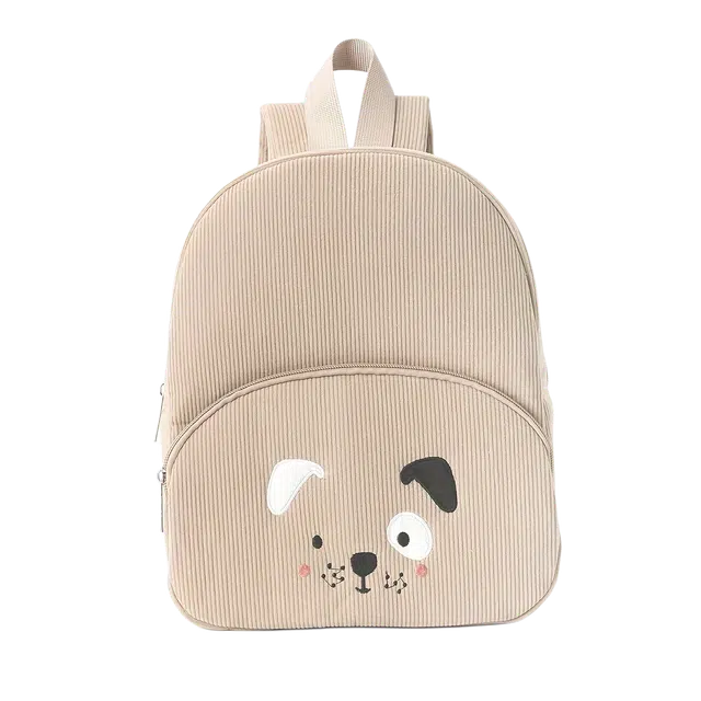 绿野客  爆款可爱小熊 灯芯绒小学生书包 时尚休闲背包 卡通毛绒包  涤纶 双肩包