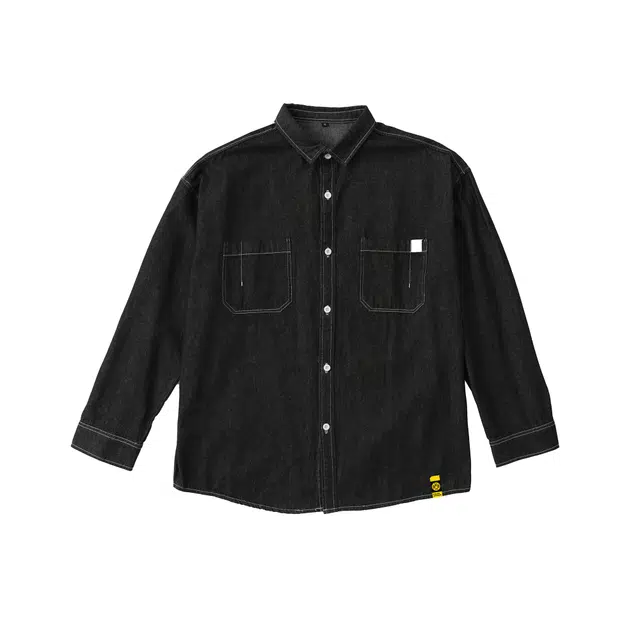 普鲁士多特蒙德 潮流美式复古痞帅牛仔衬衣男士休闲宽松舒适工装经典叠穿外套服装 上衣 衬衫 男女同款