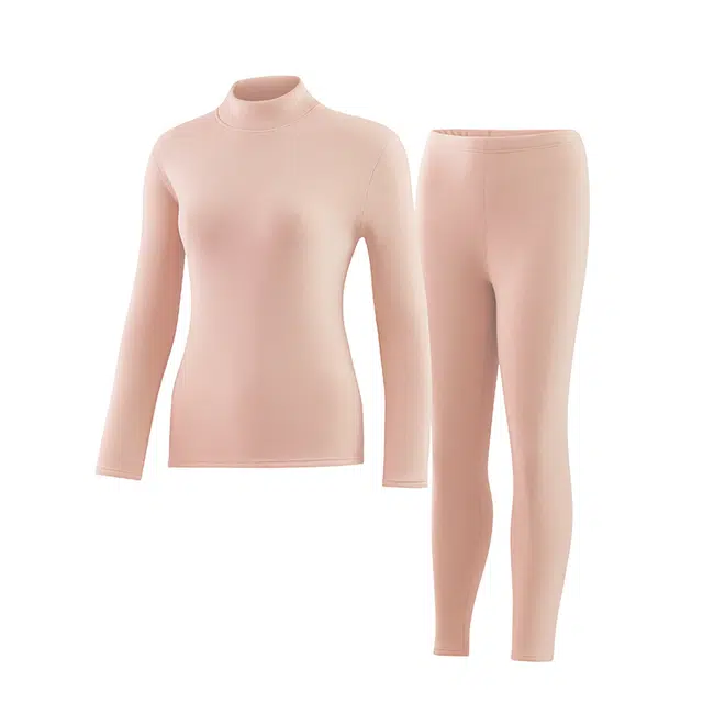 英莱仕 羊绒腈纶发热中领简约柔软轻盈修身舒适时尚保暖套装 女款