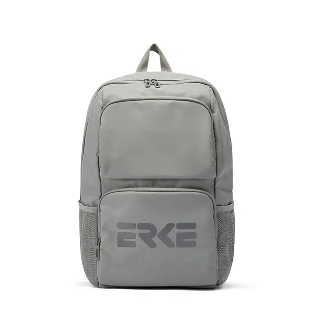 鸿星尔克 大容量书包初高中大学生上课轻便运动通勤纯色百搭高颜值 纺织织物 双肩包 男女同款情侣款 循环灰