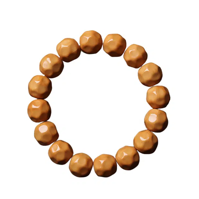 宣华意 国潮新中式简约高级小众设计 精工雕刻奶酪无相 文玩佛珠 时来运转#好运 单圈 猴头核桃 手串 男女同款情侣款