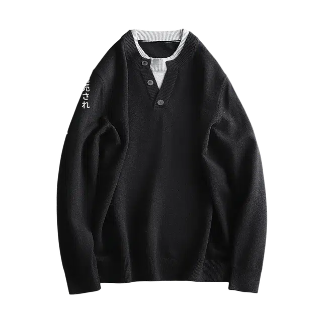 空城计 宽松秋季韩系极简轻奢抗起球假两件纯色针织衫 男女同款