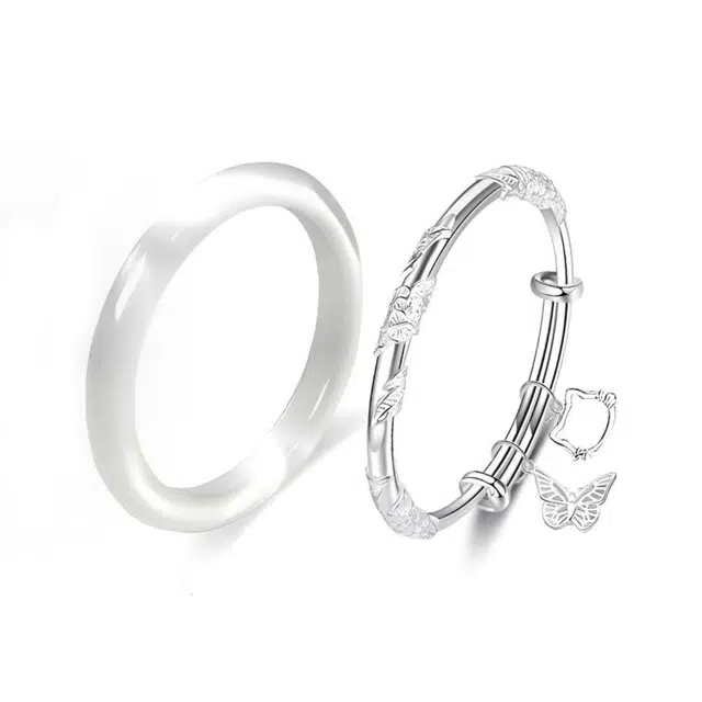 【白月光*倾城美人镯】 郁馨 精选高品质招财福猫繁花似锦 民族风简约叠戴一步一响叮当镯恋爱告白#好运 琉璃 手镯 女款