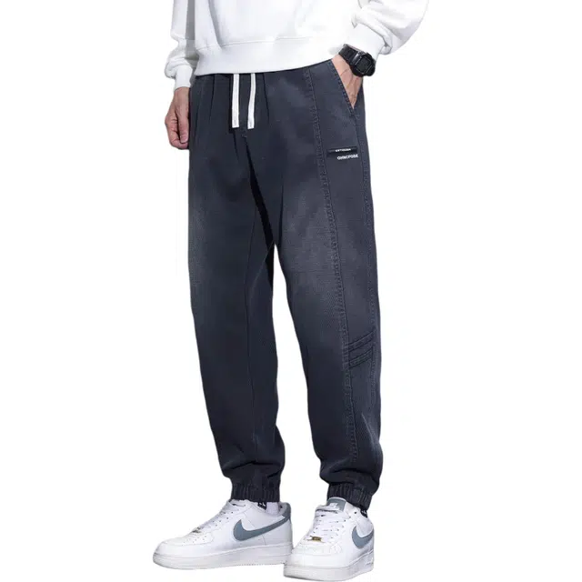 瑞梵帝斯 美式运动工装哈伦束脚裤弹力抽绳渐变设计显高显瘦日常通勤无性别主义宽松大码百搭简约时尚裤男生休闲裤 男款