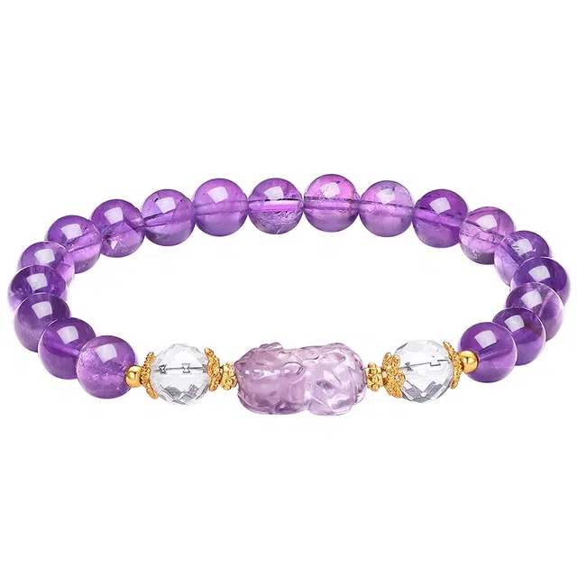 世纪缘珠宝 招财紫晶貔貅清透冰感九紫离火事业高升学业上岸八方来财手饰#好运#吉祥天然 紫水晶 手串 女款