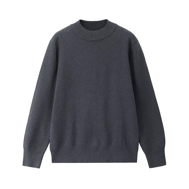 佐丹奴 混纺纯色打底衫罗纹半高领长袖针织衫 男款