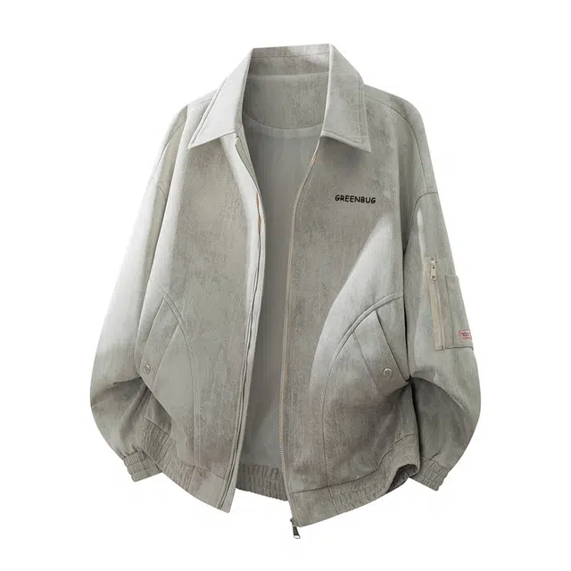 虫小绿 麂皮长袖外套大码休闲夹克 男女同款