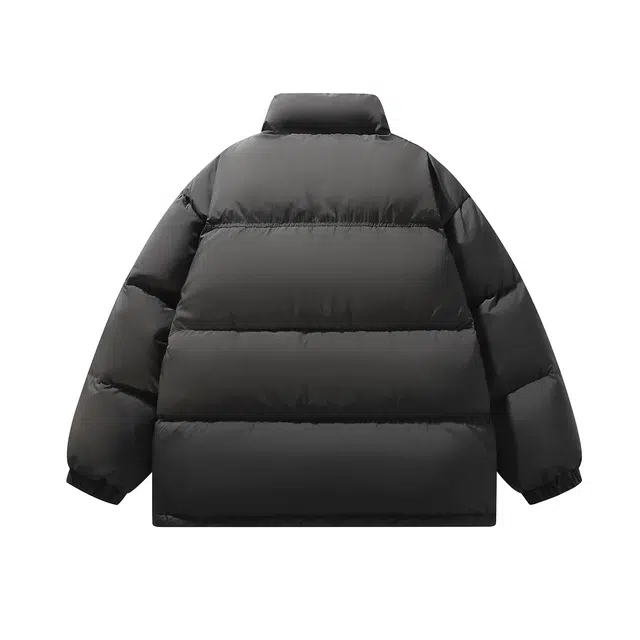 鸭鸭 基础款简约字母印花设计感青少年户外运动防风防水宽松休闲百搭舒适柔软立领高街面包保暖冬季羽绒服 男女同款