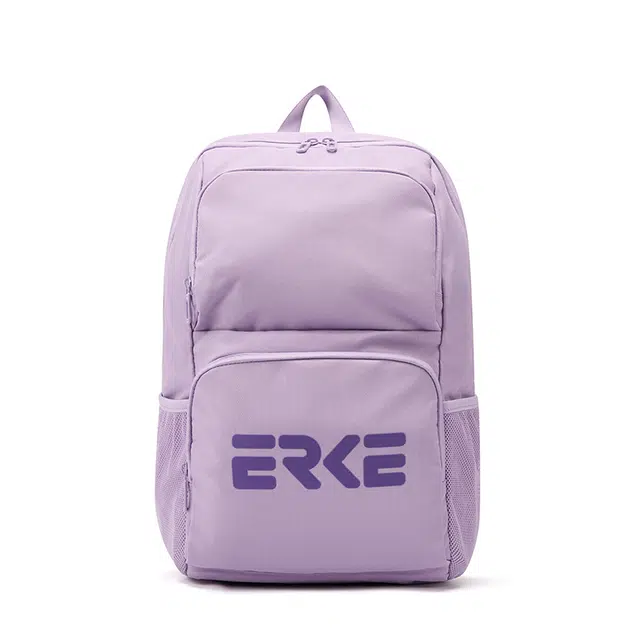 鸿星尔克 大容量书包初高中大学生上课轻便运动通勤纯色百搭高颜值 纺织织物 双肩包 常规 男女同款情侣款 轻霜紫