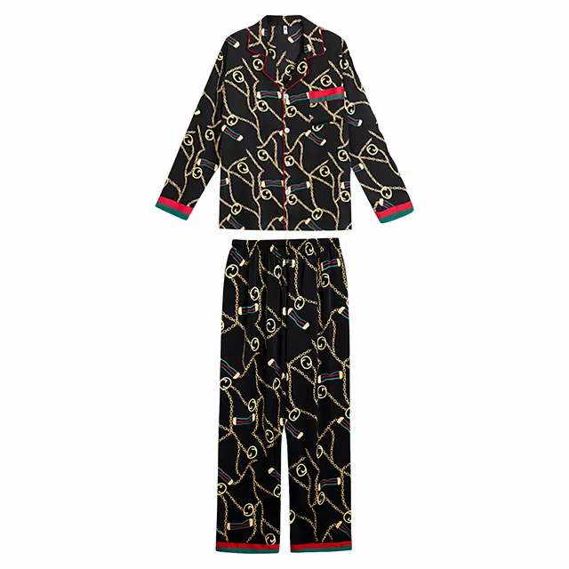 潞优野 高端品质冰丝高级感夏款大码家居服长袖舒适面料丝绸秋季睡衣套装 女款