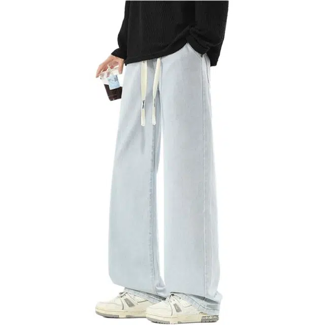 太子龍 美式潮流复古高级感痞帅直筒裤子牛仔裤 男款