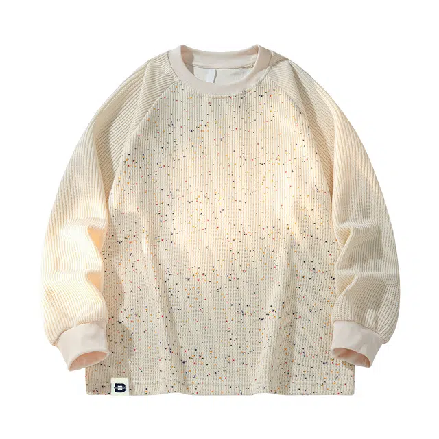 敦煌博物馆 满天星慵懒感彩色设计简约品牌织唛标舒适柔软宽松百搭休闲圆领长袖织条卫衣 男女同款