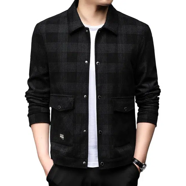 太子龍 抗皱格子男士商务休闲外套百搭上衣服夹克 男款
