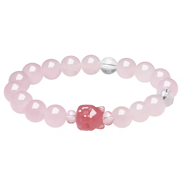 世纪缘珠宝 九尾狐招财平安顺遂精致甜美百搭#好运天然 粉水晶 手串 女款