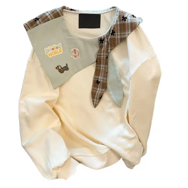 桴生 卡通可爱海军领撞色男女春秋洋气百搭减龄上衣卫衣 女款