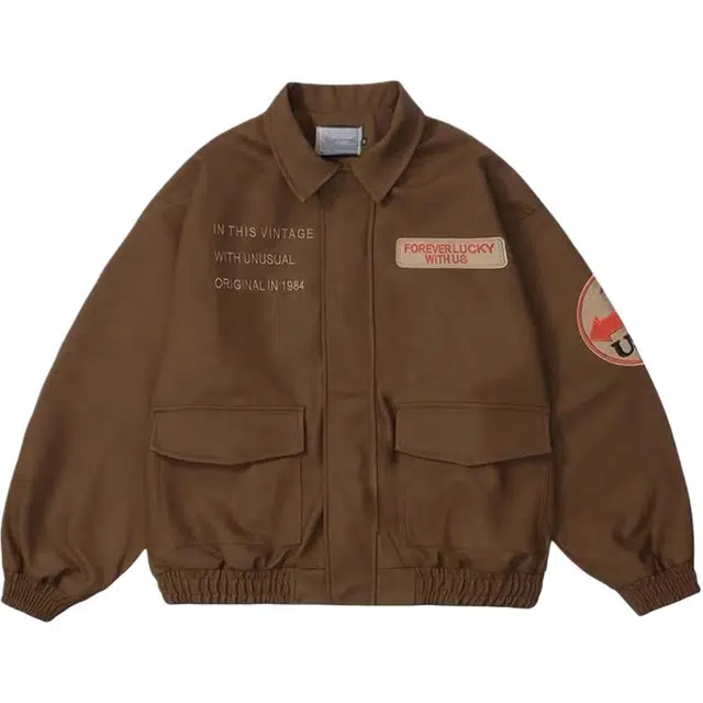 苏九儿 美式复古嘻哈刺绣大码宽松情侣夹克 女款