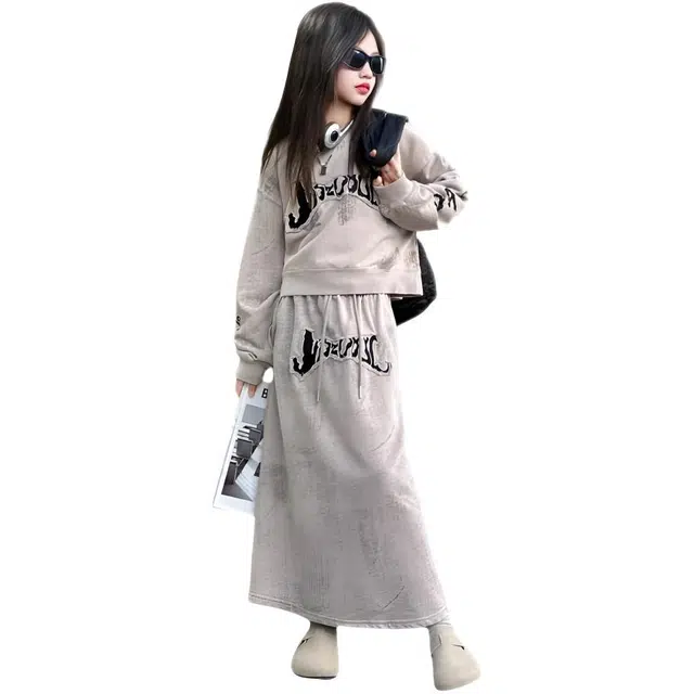 儿童款 木木兔裙装套装 时髦洋气秋季女童裙子 中大童学院风休闲两件套 柔软百搭潮流青春时尚