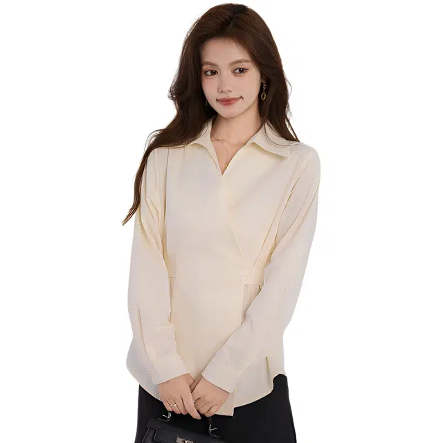 荟萃阁 法式气质高级感系带收腰小众时尚显瘦百搭长袖衬衫 女款