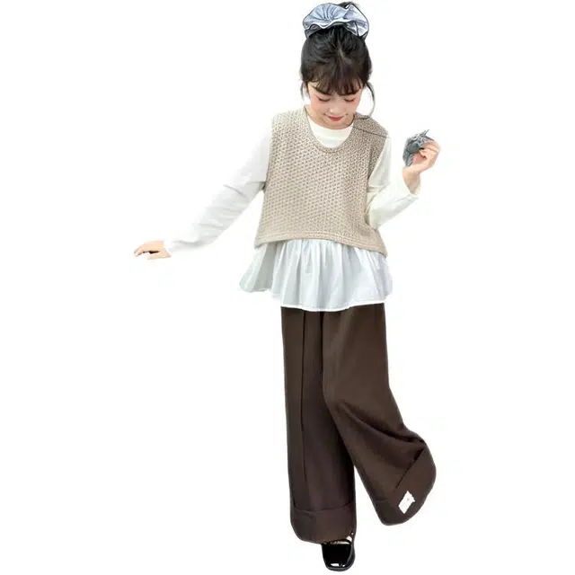 天才小熊休闲运动套装 女童春秋季毛衣马甲大童潮牌小孩衣服 小女孩短袖洋气时髦 舒适帅气轻便