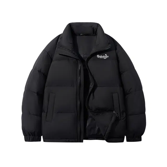 鸭鸭 经典暖冬系列 简约字母印花设计感青少年基础款插色套头学生党好物防寒保暖显瘦显高旅游拉链立领羽绒服 男女同款