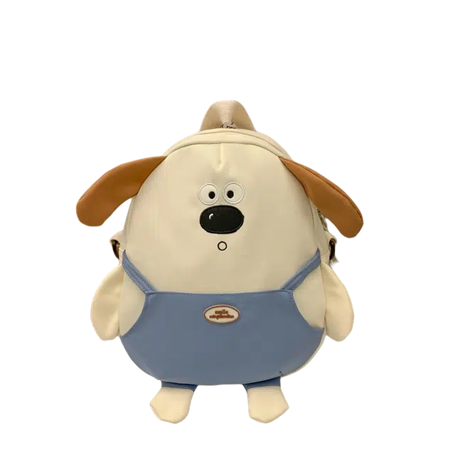 绿野客 可爱小狗带挂件 大学生   卡通斜挎包 亲子帆布两用书包 女  涤纶  双肩包