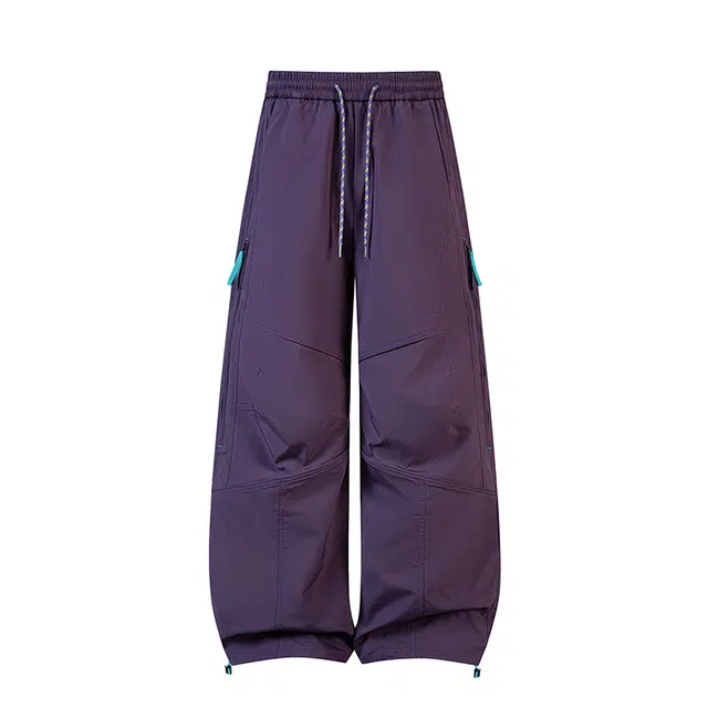 【dme】 美式简约运动裤春秋潮牌松紧抽绳多口袋解构纯色户外登山裤宽松情侣百搭舒适直筒工装长裤子休闲裤 男女同款