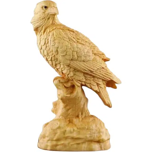 得笙陌 鹦鹉木雕国潮雕刻工艺品新中式好运 黄杨木 摆件 男女同款情侣款