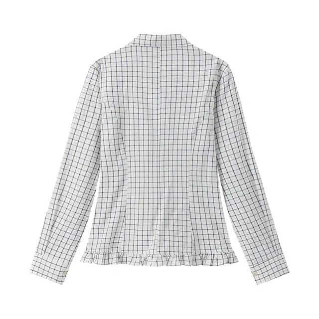 江南先生 复古英伦风双色格纹珠片绣秋季时尚格子宽松休闲衬衣衬衫 男女同款