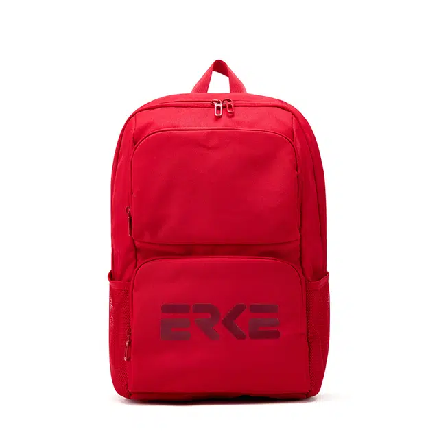 鸿星尔克 大容量书包初高中大学生上课轻便运动通勤纯色百搭高颜值 织物 双肩包 男女同款情侣款 釉红