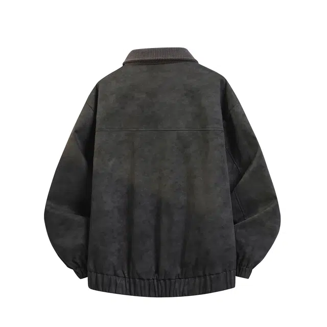 普鲁士多特蒙德 美式复古巴恩风拼接撞色灯芯绒翻领外套无性别主义做旧扎染队徽字母袋印花铆钉贴宽松痞帅工装短款休闲夹克 男女同款