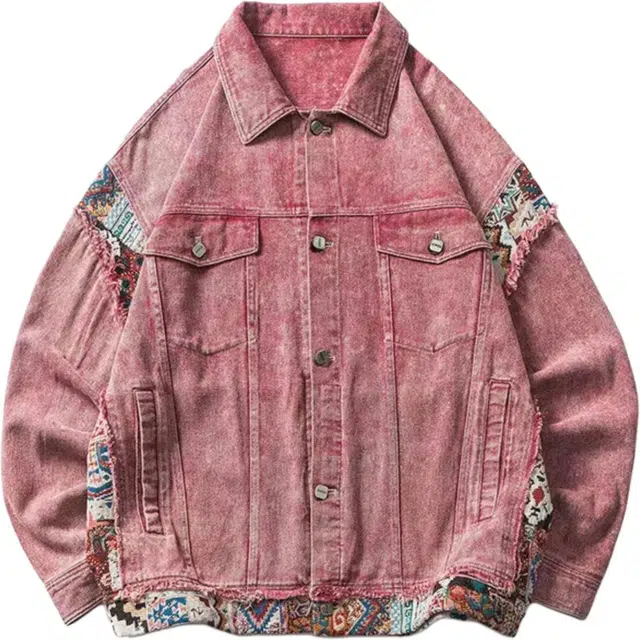 木清清 小香风  女 春秋 复古 做旧 拼接 设计感 小众 宽松 开衫 夹克潮牛仔外套 女款