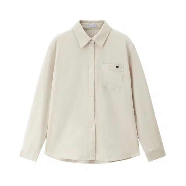 佐丹奴 灯芯绒衬衣复古纯棉刺绣口袋长袖衬衫 女款