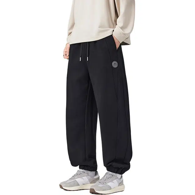 协协乐 美式复古针织弹力卫裤春秋季潮牌宽松哈伦束脚九分青少年百搭冬季运动痞帅长裤休闲裤 男款