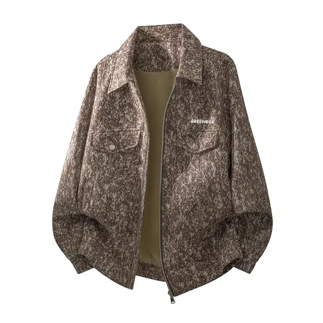 虫小绿 品牌字母麂皮绒休闲潮流百搭大码夹克外套 男女同款