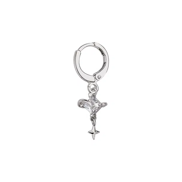 清脆小溪 爆闪四芒星耳饰 轻奢简约精致闪耀高级感个性创意小众设计感时尚清冷风百搭 锆石 耳环 女款