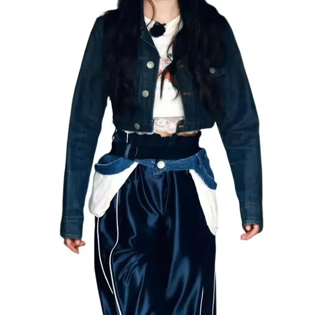 敲模女孩 美式复古轻奢港风短款气质牛仔外套 女款